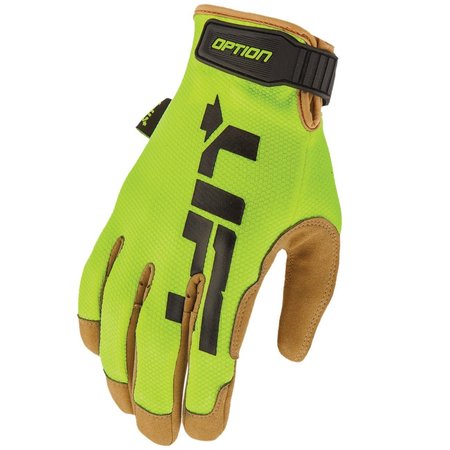 LIFT SAFETY OPTION Glove HiViz Synthetic Leather with Air Mesh GON-17HVBR1L